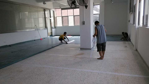 進口舞蹈地膠鋪設現場